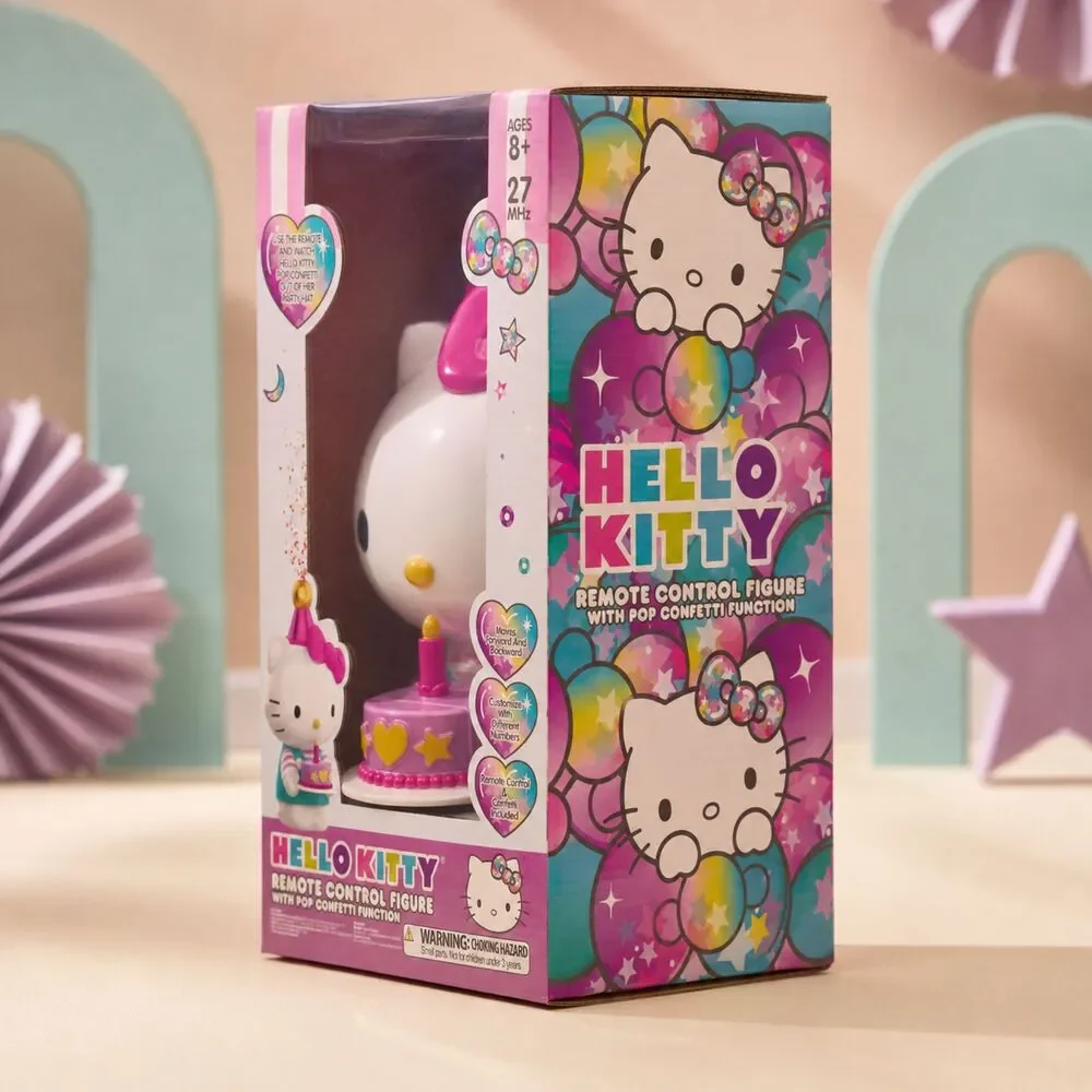 Hello Kitty Remote Control Figure with Pop Confetti Function – New
